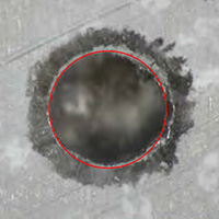 
	Picture of damage discovered on ISS ATA-3, Impact No. 16.
