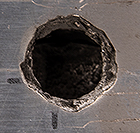 Close up of entry hole